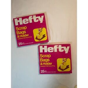 Vintage 1981 Hefty Scrap Bags & Holder‎ 2 Boxes 25 Count Each Leakproof Retro